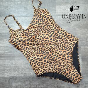 Aleumdr Leopard Print One Piece Swimsuit Size S
